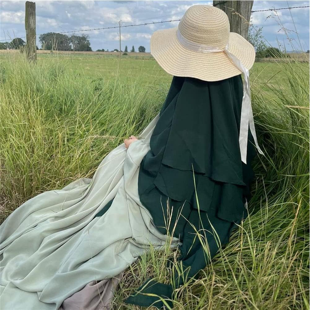 Long Khimar Hijab Scarf Wrap 3 Layer Abaya Jilbab Muslim Islam Women Niqab Jilbab Ramadan Eid Prayer Garment