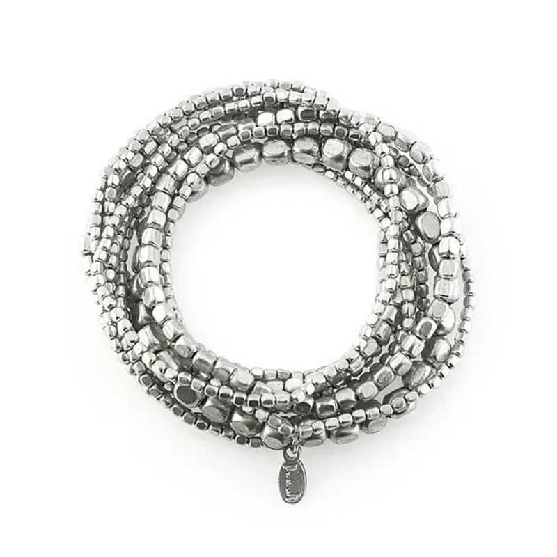 Silver Bead Bracelet Silver Bracelet Bead Bracelet Stretch Bracelet Stacking Bracelet  Beaded BraceletYoga Bracelet
