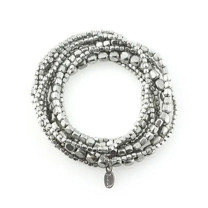 Silver Bead Bracelet Silver Bracelet Bead Bracelet Stretch Bracelet Stacking Bracelet  Beaded BraceletYoga Bracelet