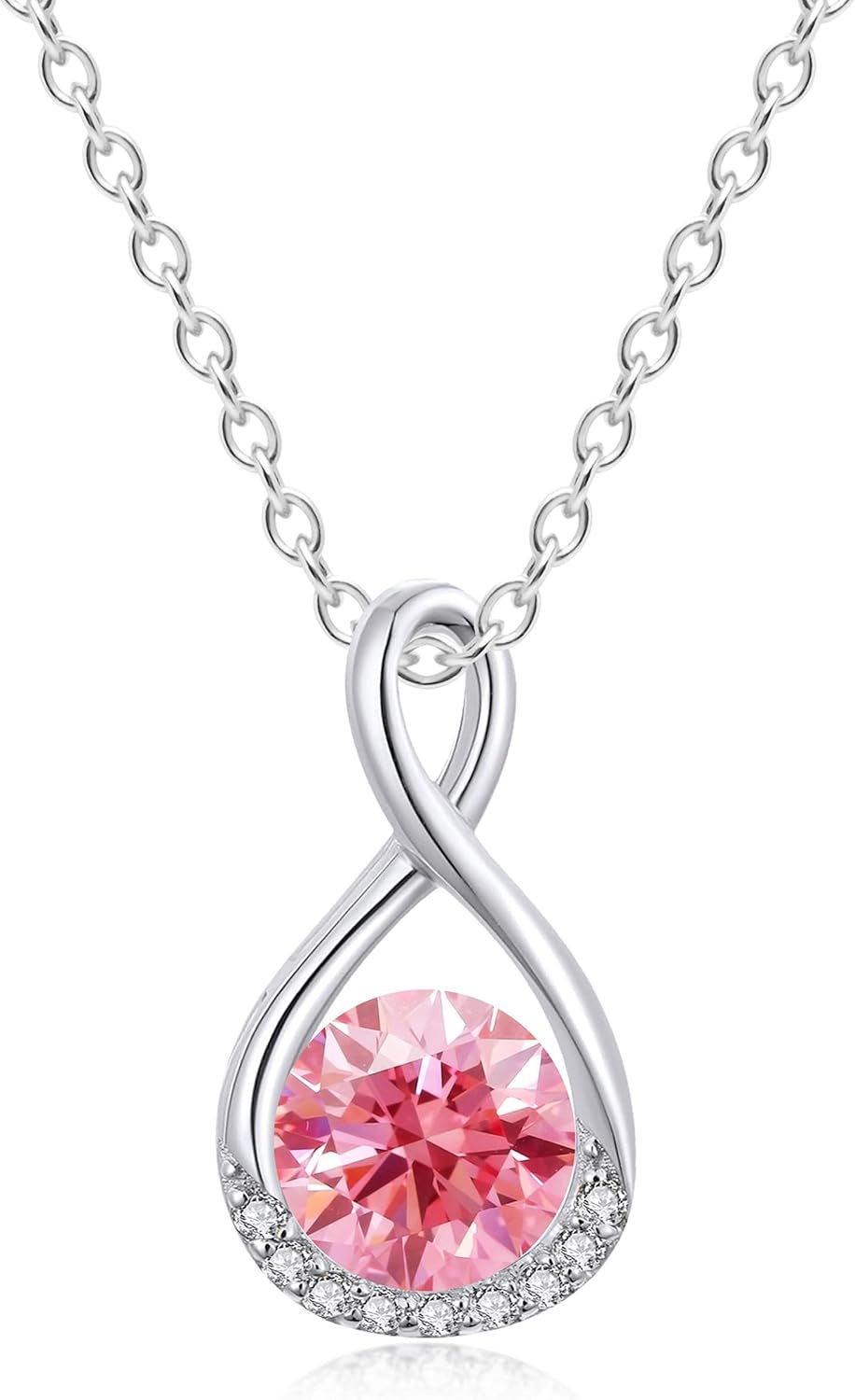 Genuine Birthstone Infinity Necklace for Women, Birthday Gifts for Her, Minimalism Style Jewelry for Everyday Wear