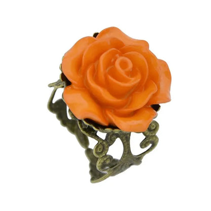 Vintage Jewelry Wholesale Hot Selling Promotion Bronze Alloy Gothic Black Rhinestone Rose Rings for Women