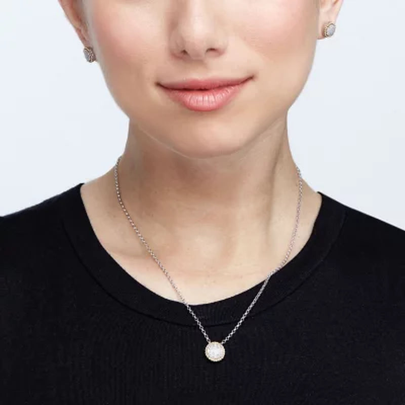 0.20 CT. T.W. Diamond Halo Pendant and Earring Set in Sterling Silver and 14K Yellow Gold