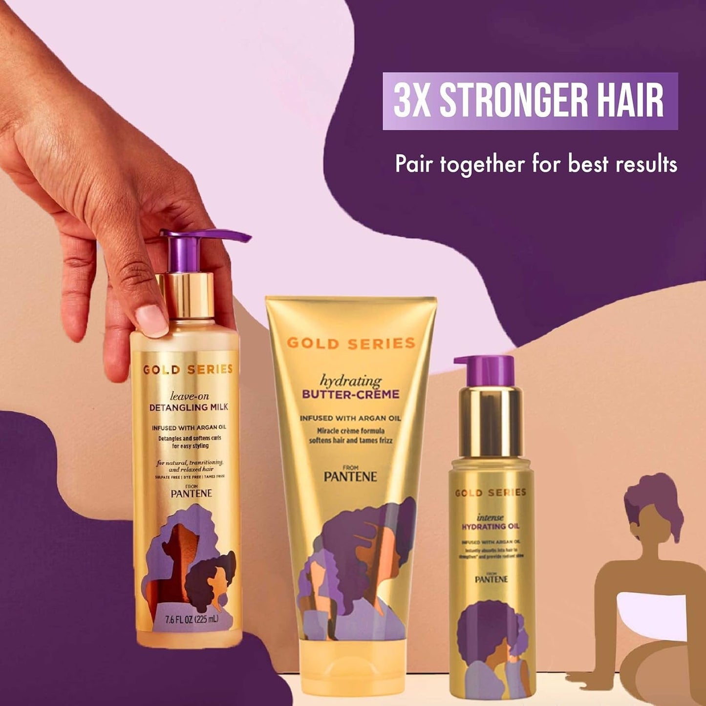 Gold Series Intense Hydrating Oil Treatment, 3.2 Fl Oz – Hair Oil Infused with Rich Argan Oil for Beautiful, Shiny Hair - Dye, Paraben and Sulfate Free Formula