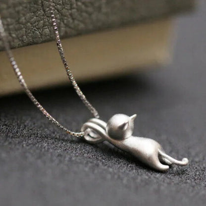Genuine Cute Cat Pendant Necklace for Women Daily Casual Party Jewelry Gift