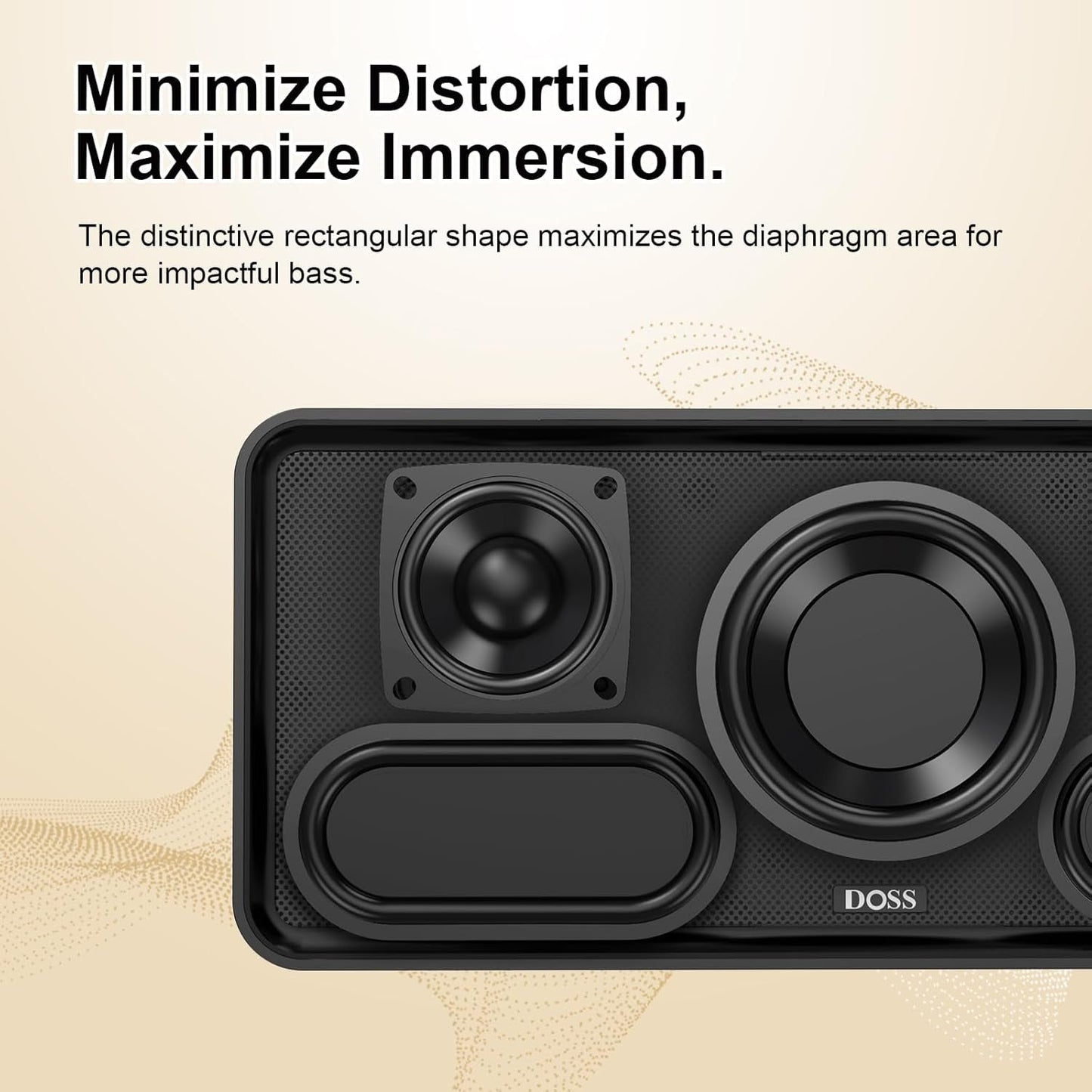 Soundbox XL Bluetooth Speaker with Subwoofer, 32W Loud Sound with Booming Bass, Dual DSP Technologies, 10H Playtime, USB-C, TWS, 2.1 Audio Channel for Home, Indoor and Office - Gold