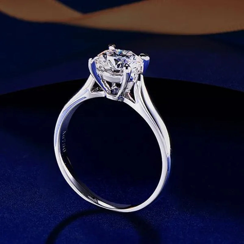 14K White Gold Rings for Women 2.0Ct round Cut Zirconia Diamond Solitaire Ring Wedding Band Engagement Bridal