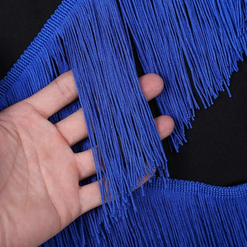 Women Adult Wear Elastic Waistband Fringe Flowing Tassels Latin Skirt Tango Rumba Dancewear