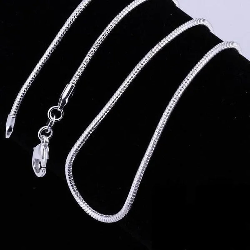 Men Women Snake Chain 1MM/2MM/3MM 925 Silver Necklaces Fashion DIY Charm Pendant Fine Jewelry Accessories