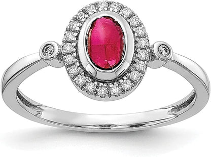 14K White Gold Diamond Oval Cabochon Blue Sapphire September Birthstone Halo Ring