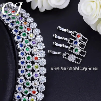 CANDICE Classic Round Cut Blue Choker Necklace Earrings Top Grade AAA+ CZ Stone Women Evening Jewelry Sets For Party