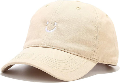 Smile Face Baseball Cap for Women Men Adjustable Low Profile Unstructured Cotton Dad Hat