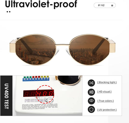 Oval Sunglasses Womens Men Retro Trendy Sun Glasses Classic Metal Shades K1653