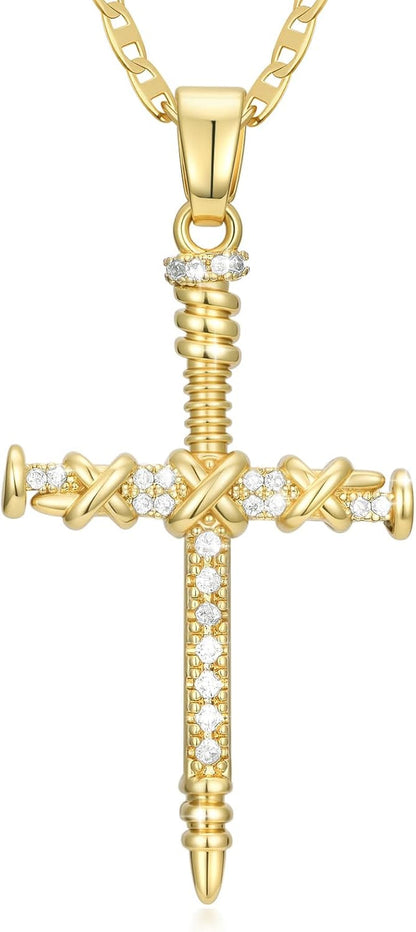 14K Gold Cross Necklace for Women Elegent Gold Cross Pendant Necklace Religious Jewelry Gift