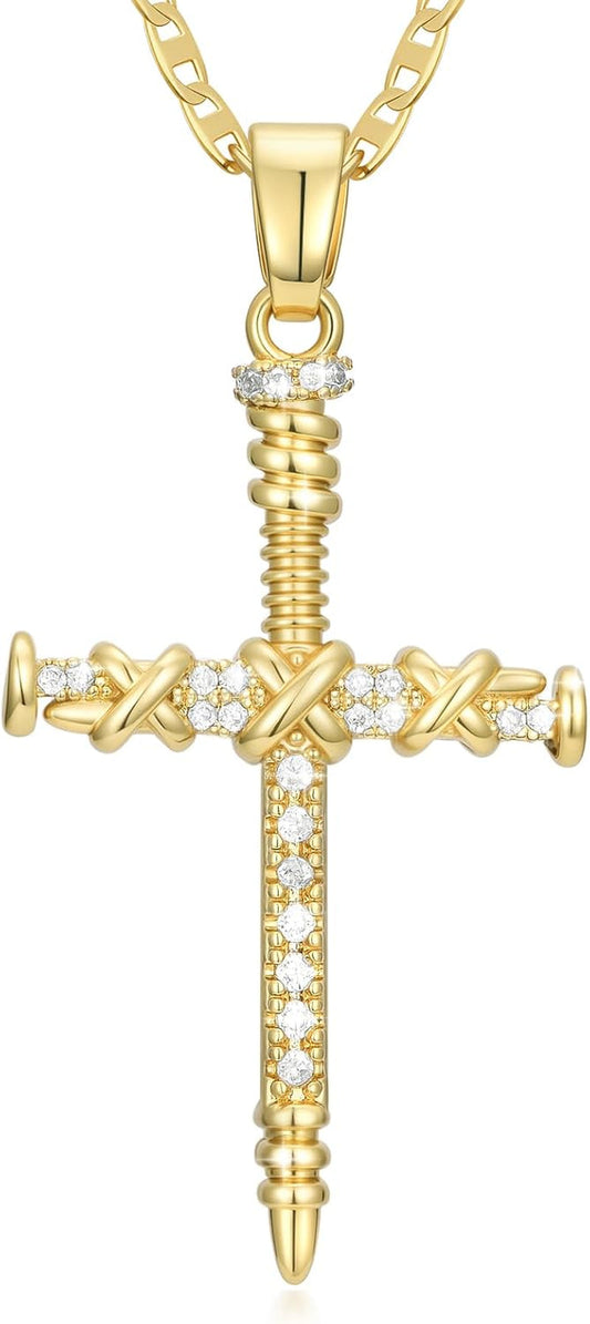 14K Gold Cross Necklace for Women Elegent Gold Cross Pendant Necklace Religious Jewelry Gift