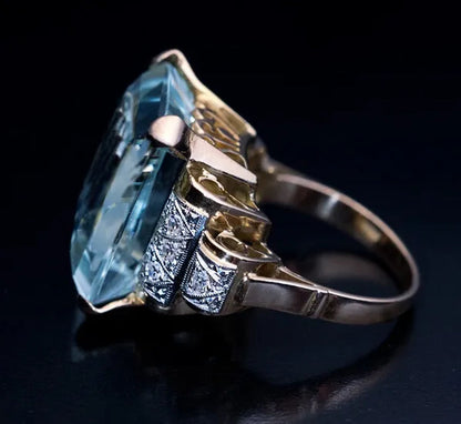 Classic Luxury Fashion Blue Gemstone Square Cut Gold Princess Elgant Lady Finger Ring Engagement Ring for Women Party Fine Jewelry Gift