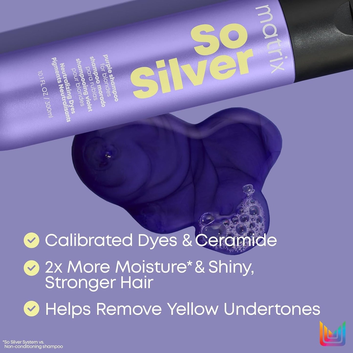 so Silver Purple Shampoo | Neutralizes Yellow Tones | Color Depositing, Brightening & Toning | for Color Treated, Blonde, Grey, White and Platinum Hair | Vegan