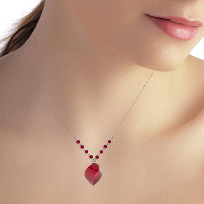 16.25 Ct 14K Solid White Gold Pendant Drop Necklace Twisted Dyed Briolette Ruby Pendant