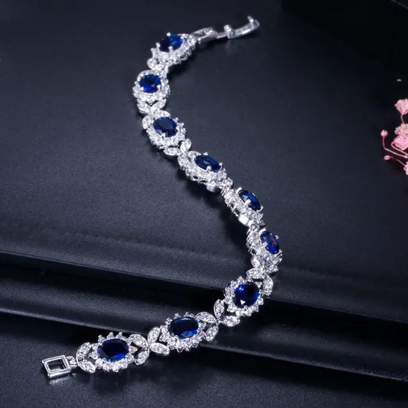 CANDICE 2023 New Summer Design Sterling Silver Plated Blue Crystal Bracelets for Women Fashion Jewelry