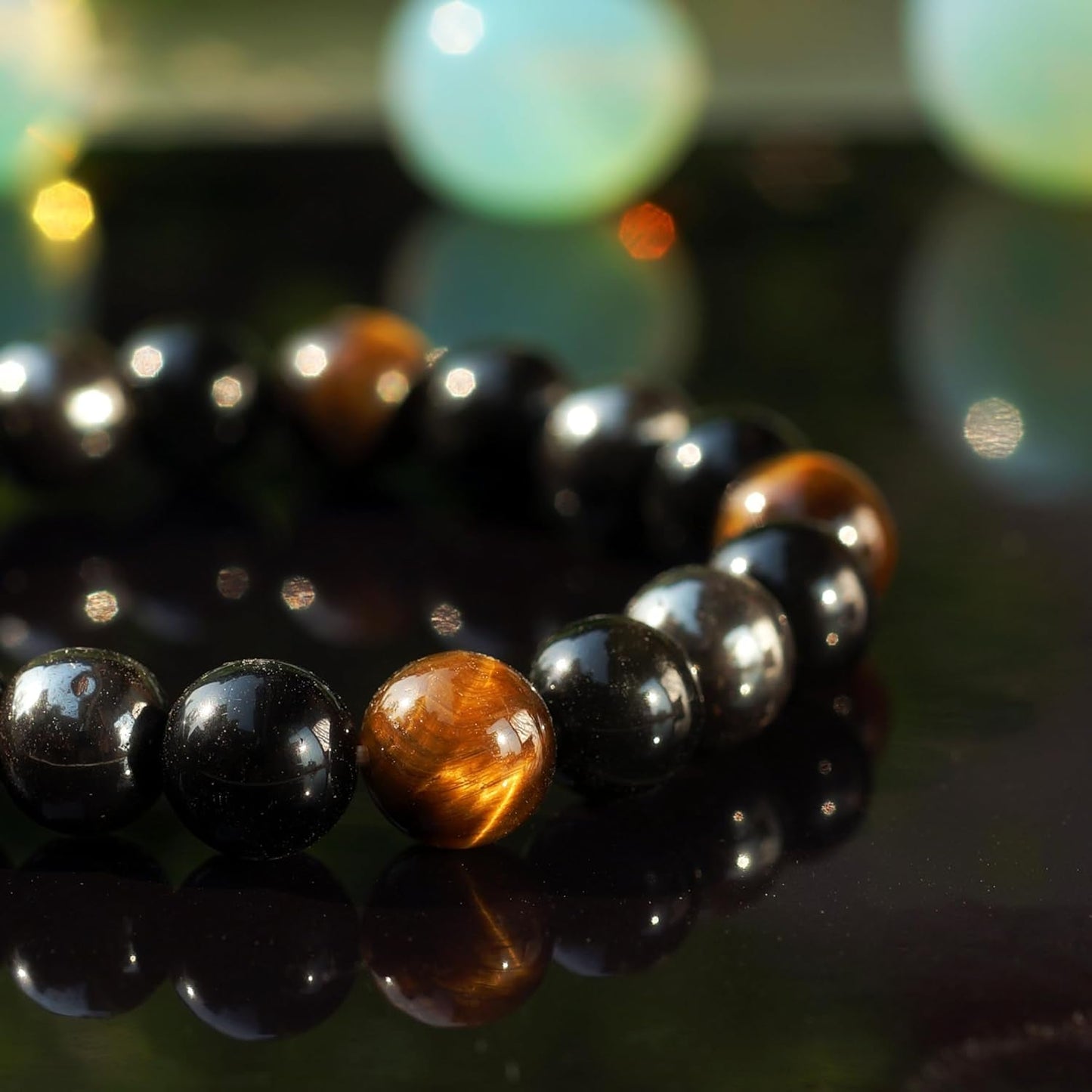 Triple Protection Bracelet - for Protection - Bring Luck and Prosperity - Hematite - Black Obsidian - Tiger Eye - Stone Bracelet