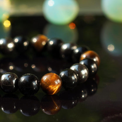 Triple Protection Bracelet - for Protection - Bring Luck and Prosperity - Hematite - Black Obsidian - Tiger Eye - Stone Bracelet