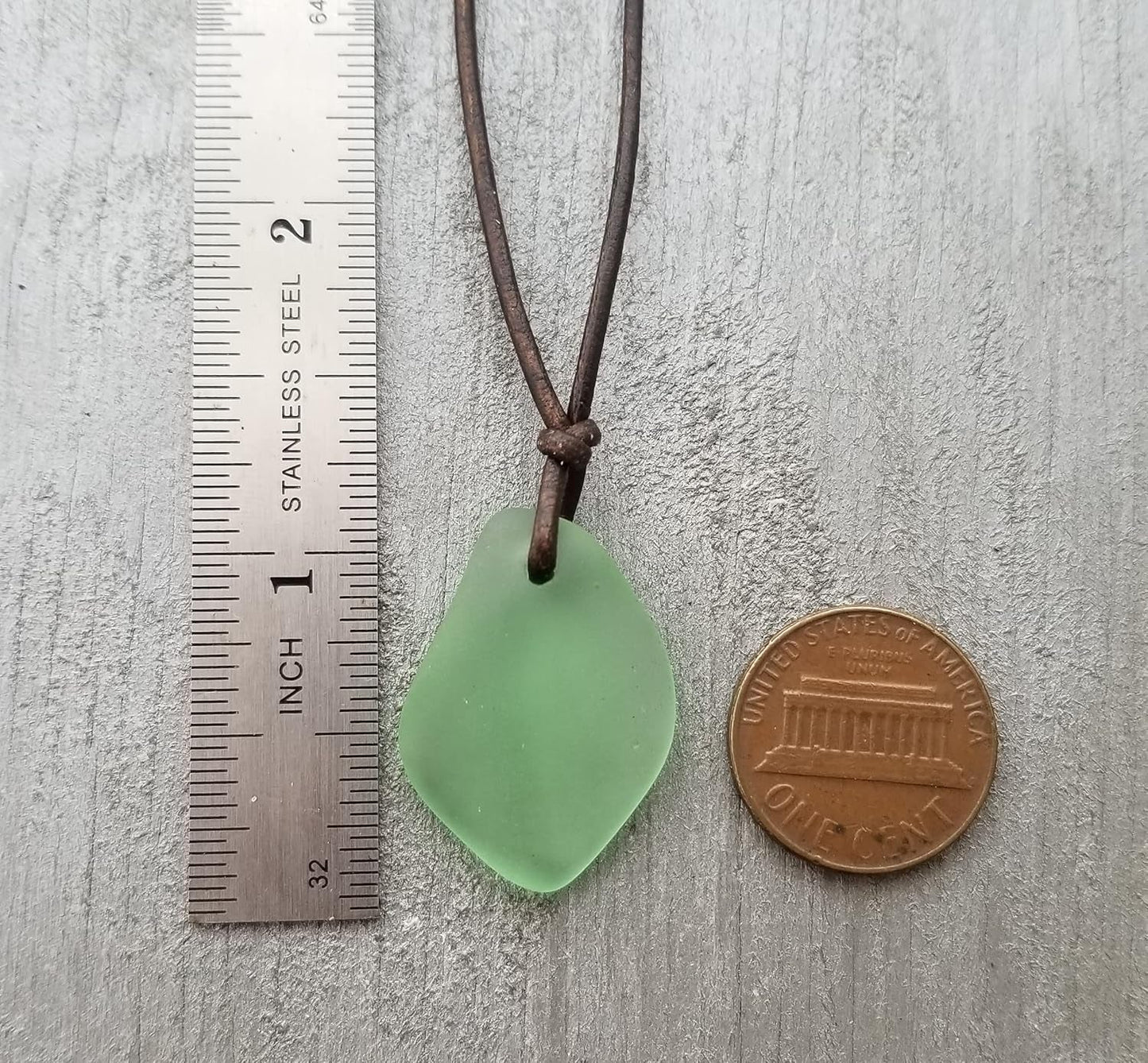Handmade Leather Cord Puff Sea Glass Necklace, Unisex Jewelry, (Hawaii Gift Wrapped, Customizable Gift Message)… (Peridot - August)
