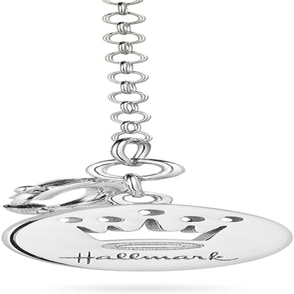 Hallmark Fine Jewelry Sterling Silver and 14K Yellow Gold Created Ruby with 1/10 Cttw Natural White round Diamonds Cherub with Heart Pendant Necklace, 18" Cable Chain