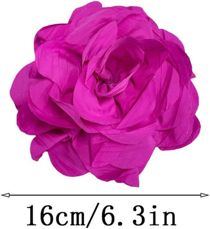 Dainty Handmade Fabric Rose Flower Extra Large Big Brooches Lapel Pins Flowers Oversized Brooch Pin for Women Wedding Party Banquet Dress Suit Clothes Accessories Jewelry Gifts 6.3In