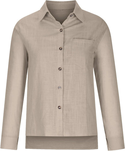 Women Cotton Linen Summer Tops Button down Shirts Dressy Causal Long Sleeve Gauze Blouses Trendy Boho Clothes 2024