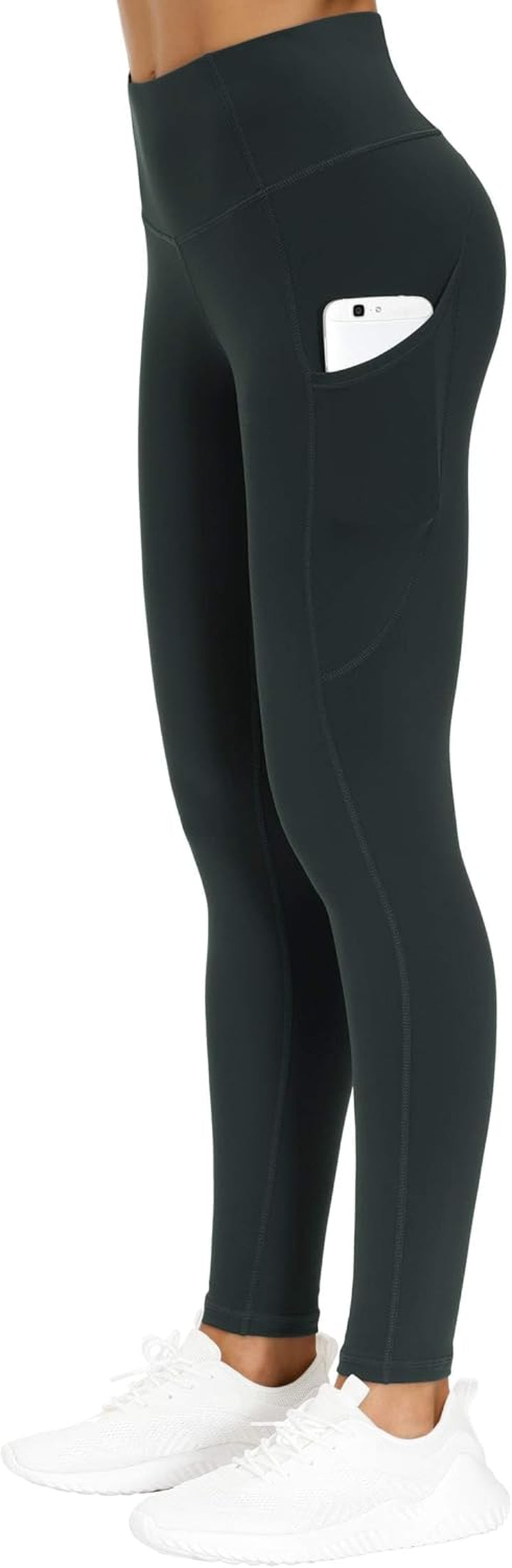 Thick High Waist Yoga Pants with Pockets, Tummy Control Workout Running Yoga Leggings for Women