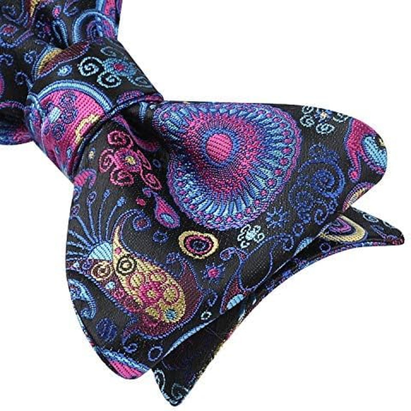 Bow Ties for Men Floral Bowties Mens Self Tie Bow Tie Handkerchief Jacquard Woven Bowtie Pocket Square Set