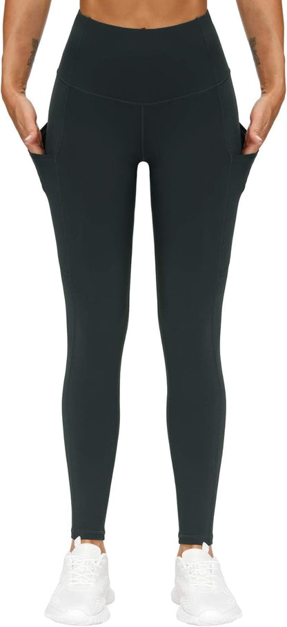 Thick High Waist Yoga Pants with Pockets, Tummy Control Workout Running Yoga Leggings for Women - WORLD TIME VISITS