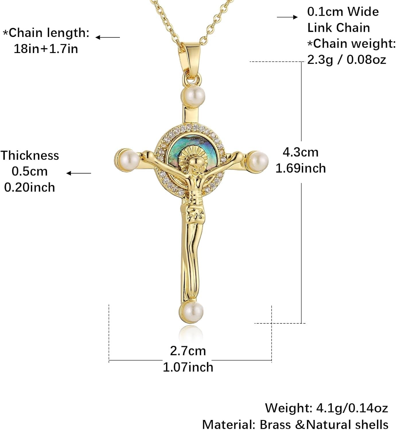 Crucifix Cross Necklace for Women Dainty 14K Gold Plated Cross Pendant Necklace Christian Faith Jewelry Gift