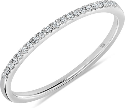 0.08 Cttw round White Diamond Minimalist Stackable Wedding Band for Women in 10K Solid Gold - WORLD TIME VISITS