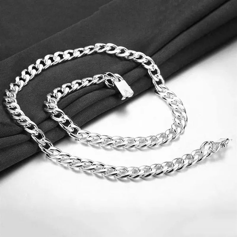 Personality 925 Sterling Silver 10mm Cuban Chain Necklace for boy Women Fashion Jewelry Punk Link Necklace Christmas Gifts