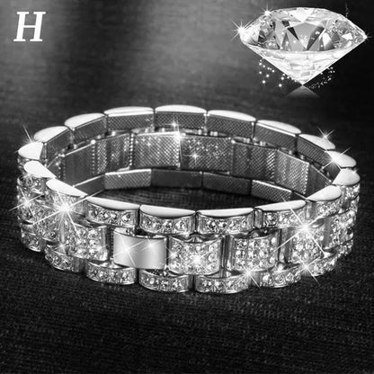 Men's Bracelet Hip Hop Fashion Bracelet Gold/Silver Bracelet Byzantine Chain Cuban Bracelet Festive Birthday Gift 1 Piece (8inch)