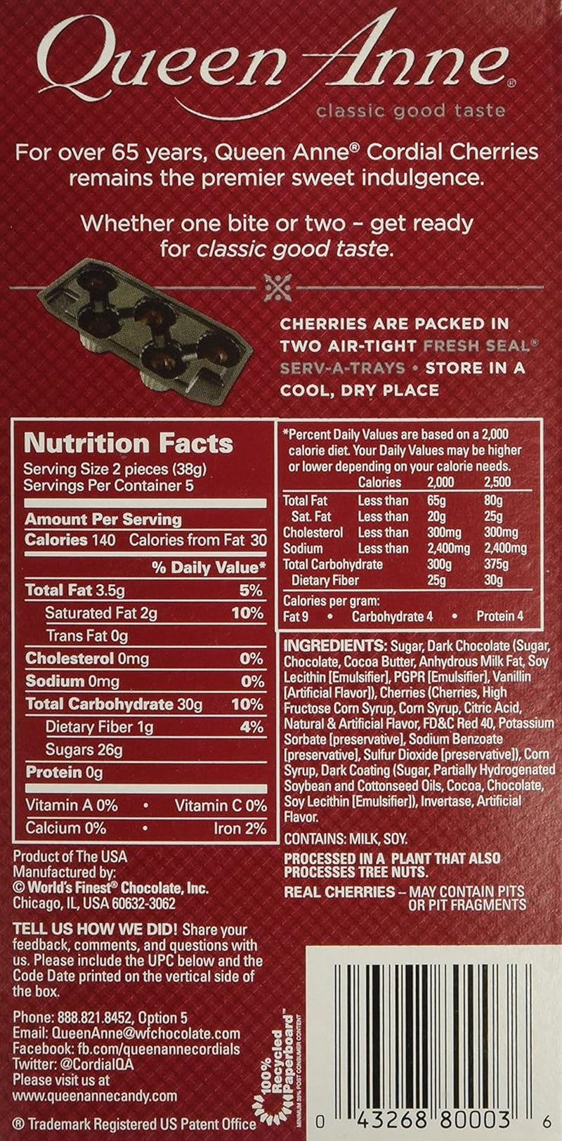 Queen Ann Dark Chocolate Cherries, 6.6 Oz