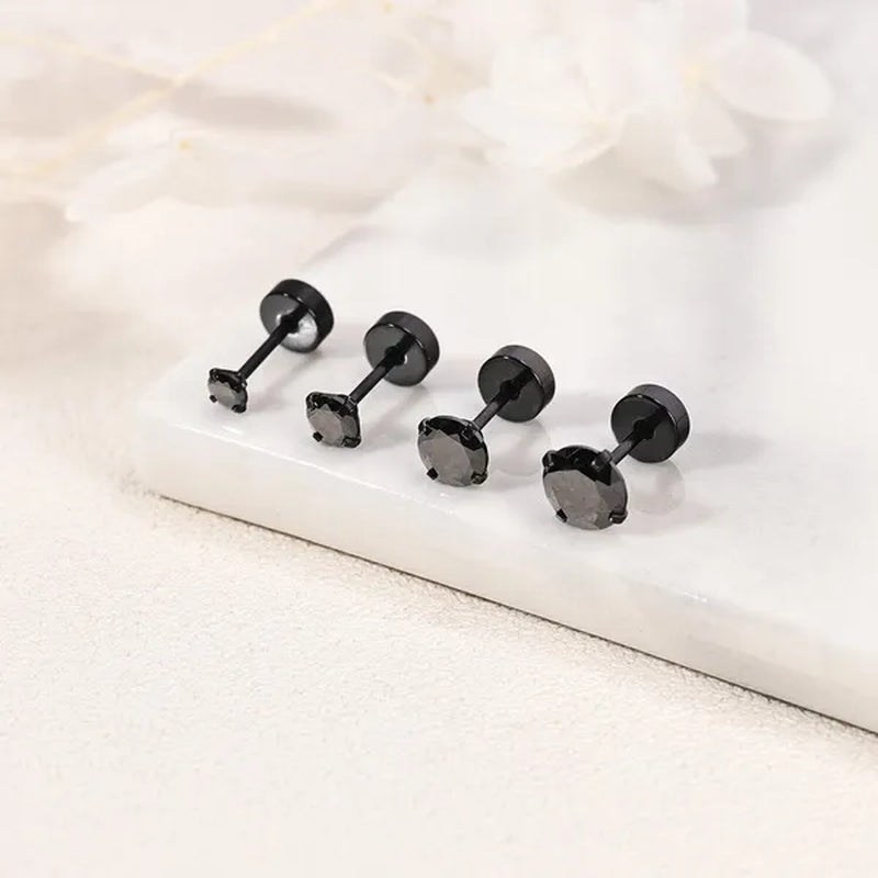 1 Pair Stainless Steel White Zircon Stud Earrings for Women Men Claw Earring Ear Helix Cartilage Piercings Flat Back Earrings Jewelry 20G