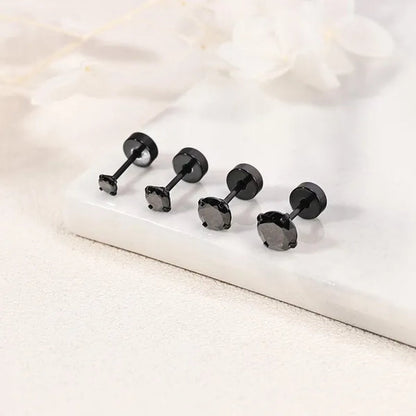 1 Pair Stainless Steel White Zircon Stud Earrings for Women Men Claw Earring Ear Helix Cartilage Piercings Flat Back Earrings Jewelry 20G