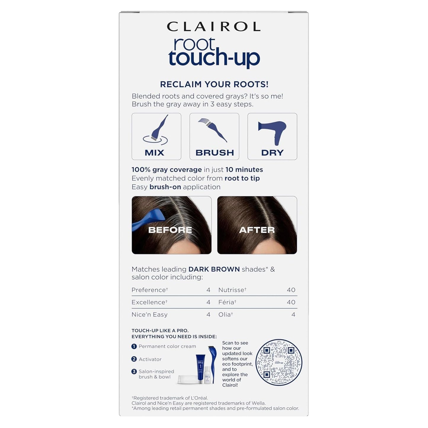 Root Touch-Up by Nice'N Easy Permanent Hair Dye, 4 Dark Brown Hair Color, Pack of 2 - WORLD TIME VISITS