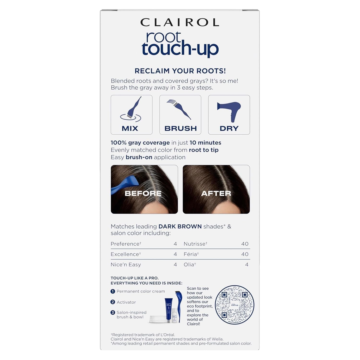 Root Touch-Up by Nice'N Easy Permanent Hair Dye, 4 Dark Brown Hair Color, Pack of 2 - WORLD TIME VISITS