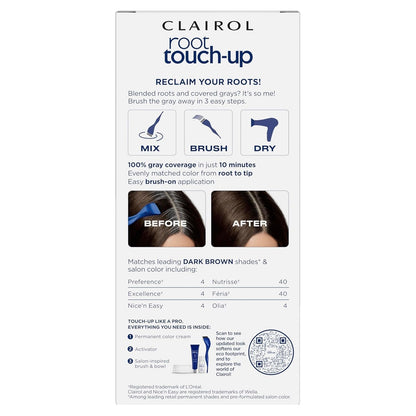 Root Touch-Up by Nice'N Easy Permanent Hair Dye, 4 Dark Brown Hair Color, Pack of 2 - WORLD TIME VISITS