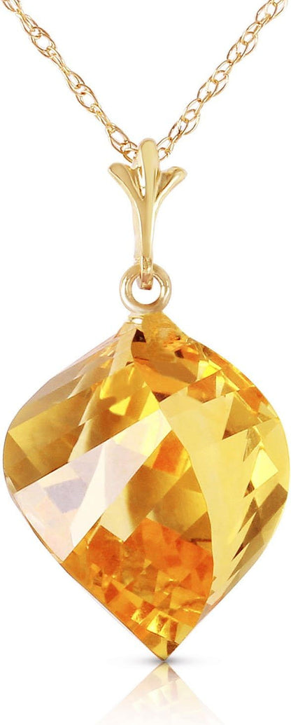 14K Yellow Gold Necklace with Natural Twisted Briolette Citrine Pendant NATURAL UNTREATED CITRINE Handcrafted Fine Jewelry Solid Gold Genuine Gemstone. Anniversary Birthday Mother'S Day Valentines Graduation, Christmas Spring Summer New Year Women Gift Ma