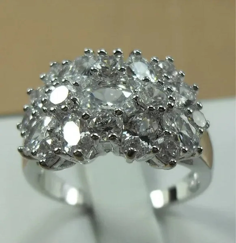 5-Color Natural 6.69CT White/Alexandrite/Sapphire/Ruby/Emerald Diamond 14K White Gold Wedding Ring Size 6-10