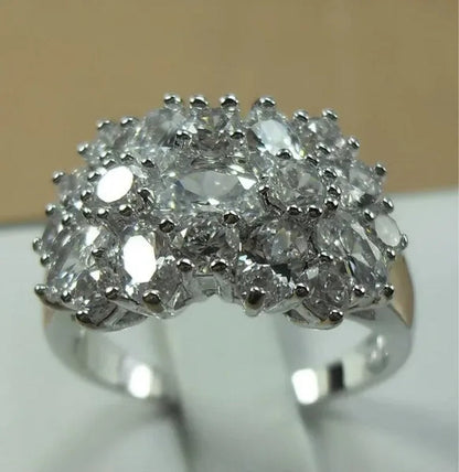 5-Color Natural 6.69CT White/Alexandrite/Sapphire/Ruby/Emerald Diamond 14K White Gold Wedding Ring Size 6-10