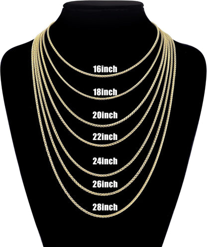 Cross Necklace for Men, Silver Tone/Gold Plated/Black Mens Cross Necklaces with 2.5Mm Chain, Stainless Steel Wheat Chain, 16-24 Inch