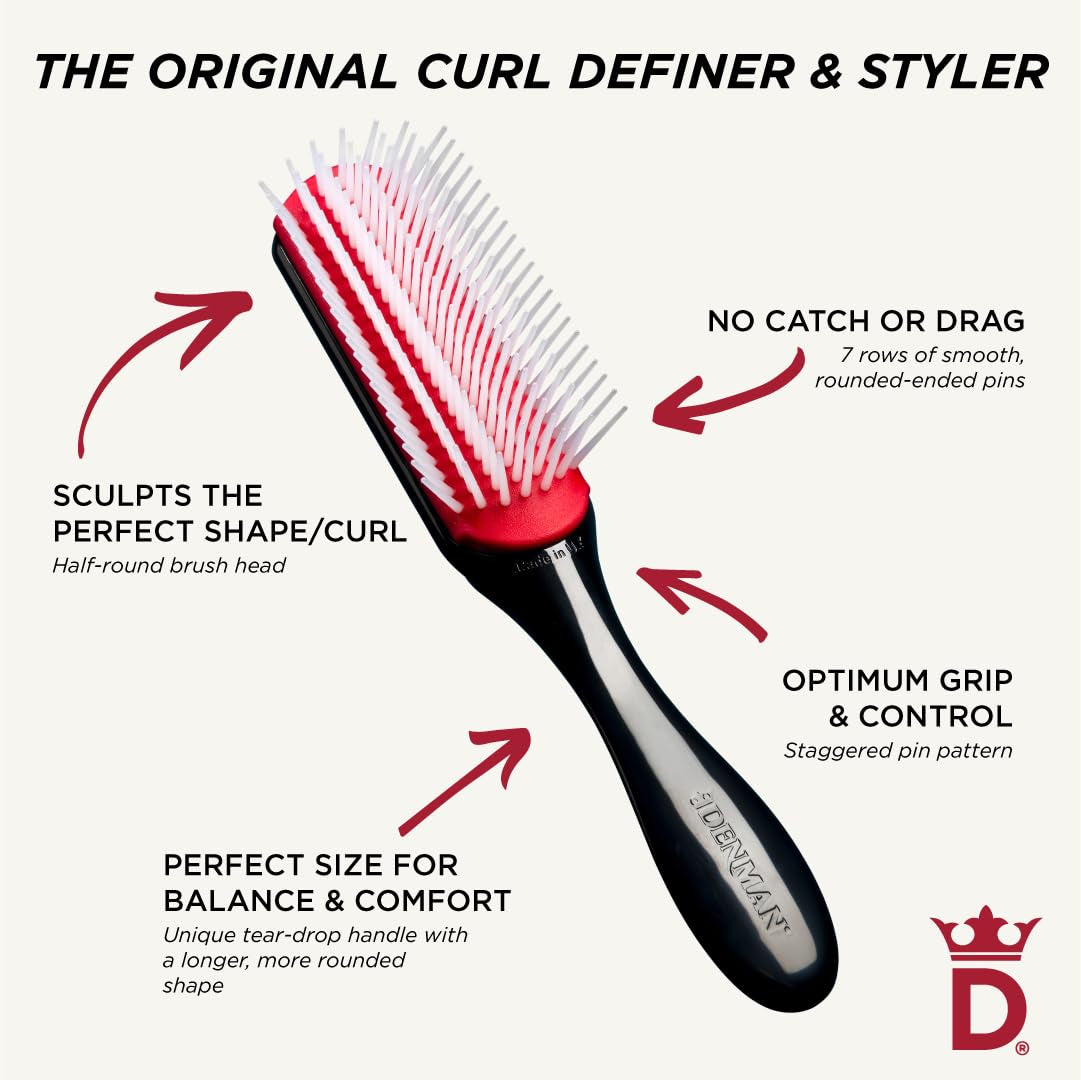 Curly Hair Brush D3, 7 Row Styling Brush for Detangling, Separating, Shaping and Defining Curls - for Women and Men