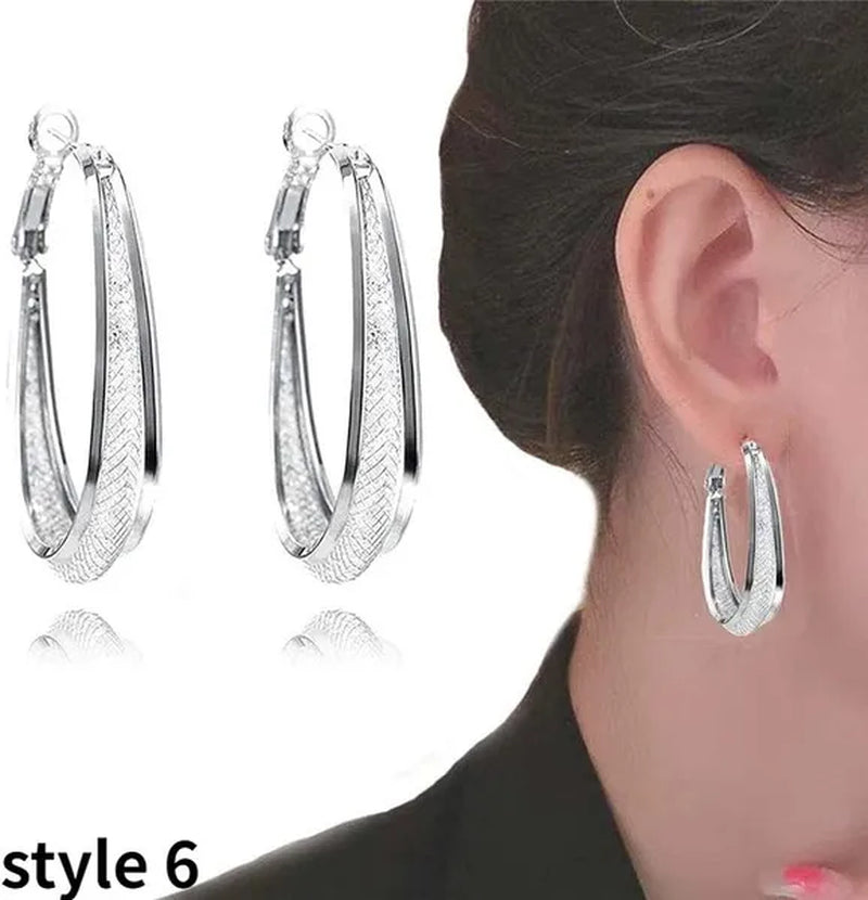Gold Hoop Earrings for Women 14K Gold Plated Earrings Silver Cubic Zirconia Statement Hoop Earrings