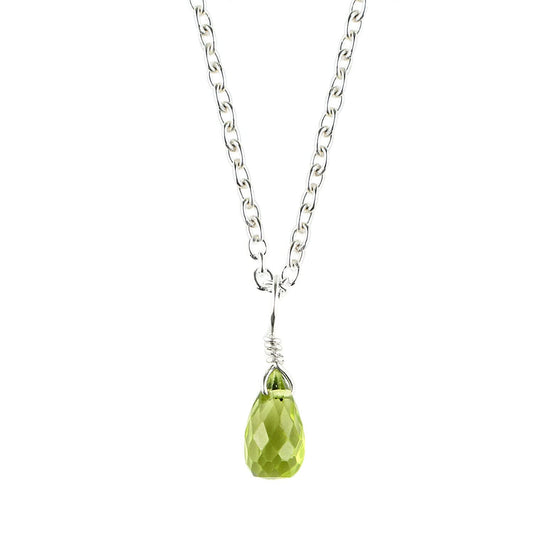 Peridot Teardrop Pendant Necklace 925 Sterling Silver Women Gemstone Dainty Jewelry for Teens Girls  August Birthstone Crystal Christmas Thanksgiving Gift