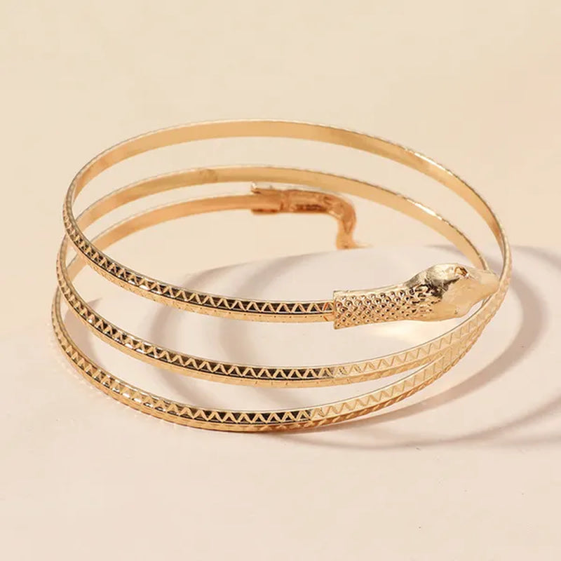 Metal Arm Cuff Upper Arm Bracelet Band for Women Gold Silver Color Armlet Snake Armband Adjustable Arm Cuff Bangle POE