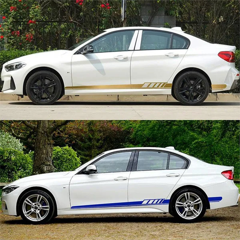 2PCS Long Stripe Decal Car Stickers Car Racing Auto Side Body Stickers Stripe Fashion Waterproof Vinyl Decal